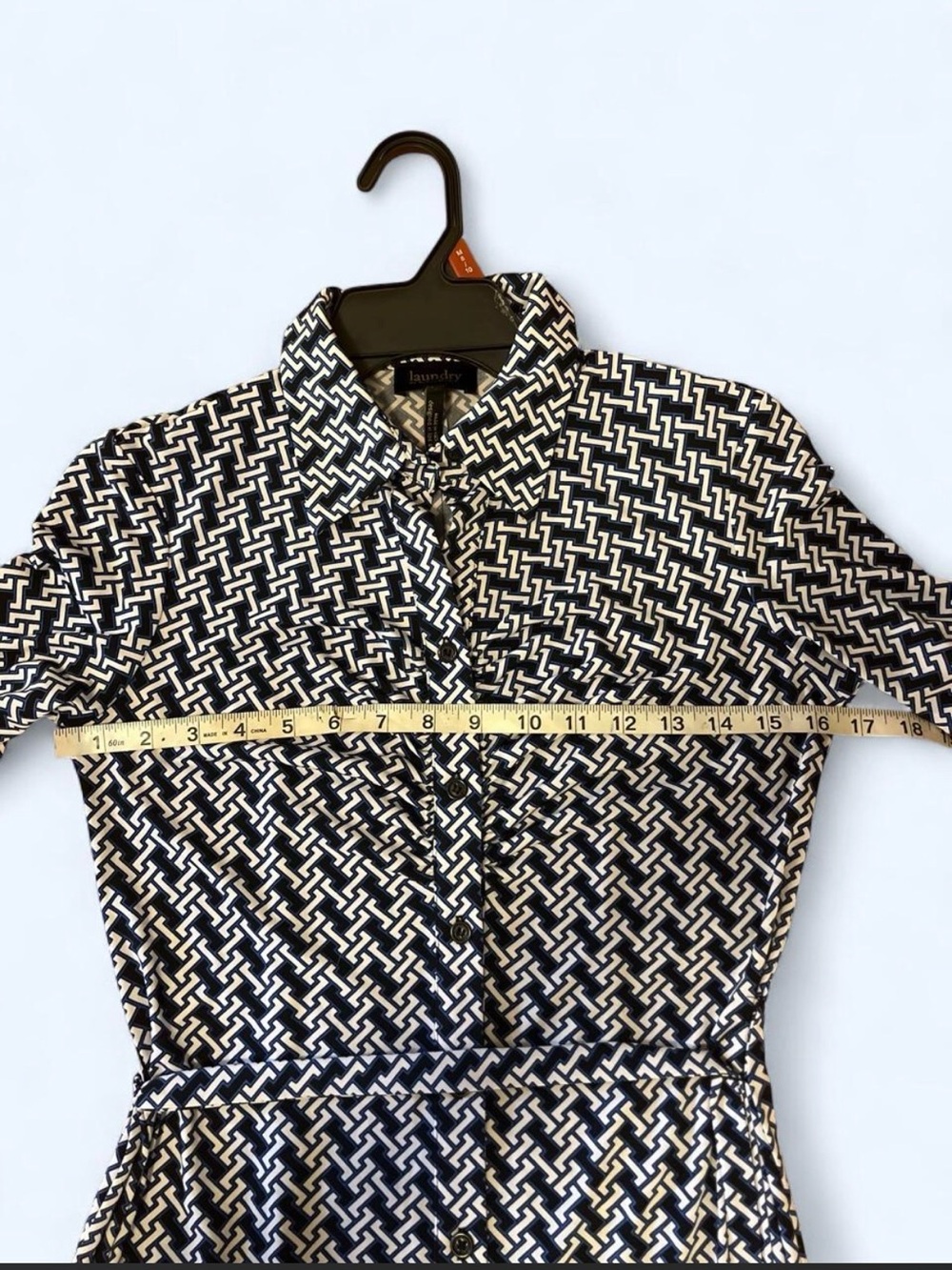 Laundry by Shelli Segal White Blue Geometric Print Work Dress Size 2 - Picture 6 of 7